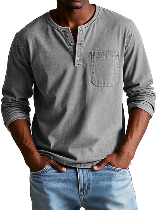 Koen™ | Nadčasový dlouhý rukáv s Henley výstřihem