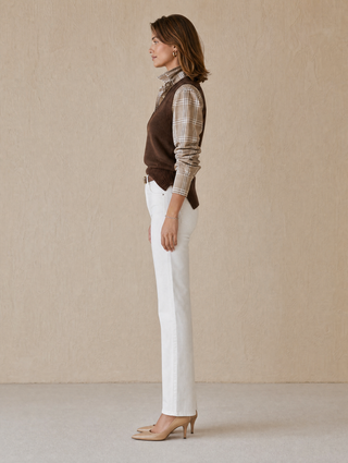 Hnědá kostkovaná košile a pletená vesta dvoudílná souprava