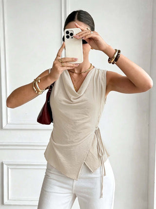 Sofie™ | Elegantní top bez rukávů s vodopádovým výstřihem