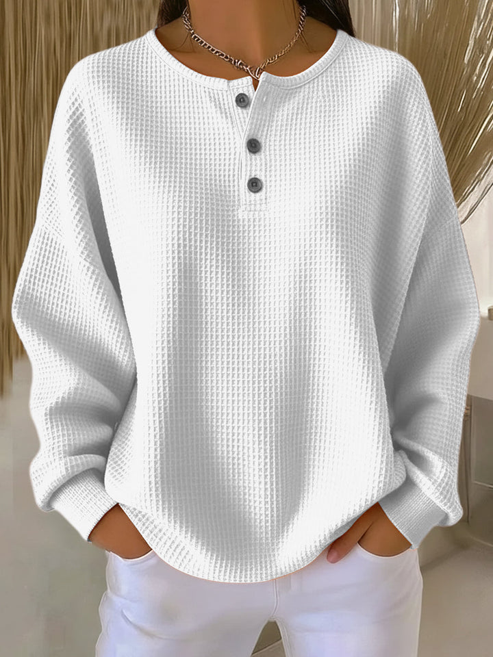Mirabel™ | Pohodlný waffle henley svetr