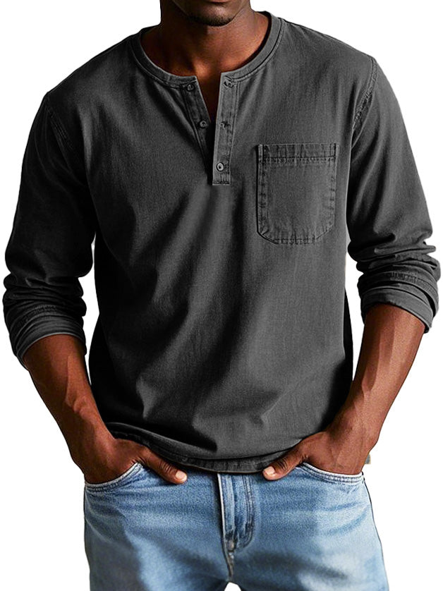 Koen™ | Nadčasový dlouhý rukáv s Henley výstřihem