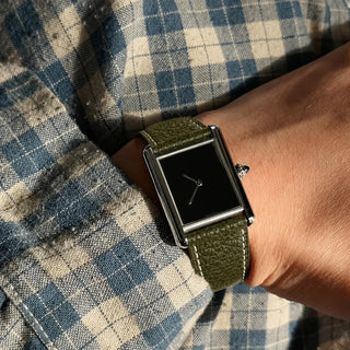 Minimalistické Pánské Hodinky — Čtvercový Pouzdro, Černý Ciferník, Kožený Řemínek