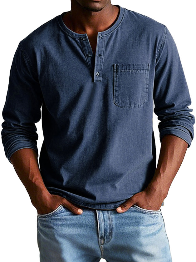 Koen™ | Nadčasový dlouhý rukáv s Henley výstřihem