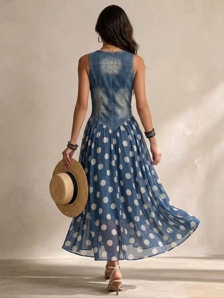 Adeline | Elegantní dlouhé šaty s puntíky