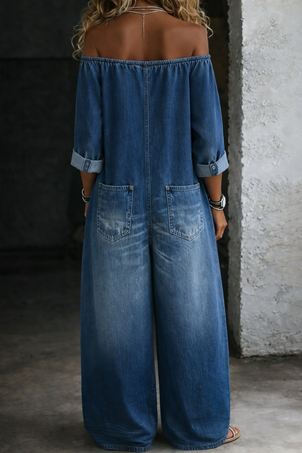 MARCO & BIANCA MILANO | ELENA OVERAL Z DENIMU S ODKRYTÝMI RAMENY PRO ŽENY