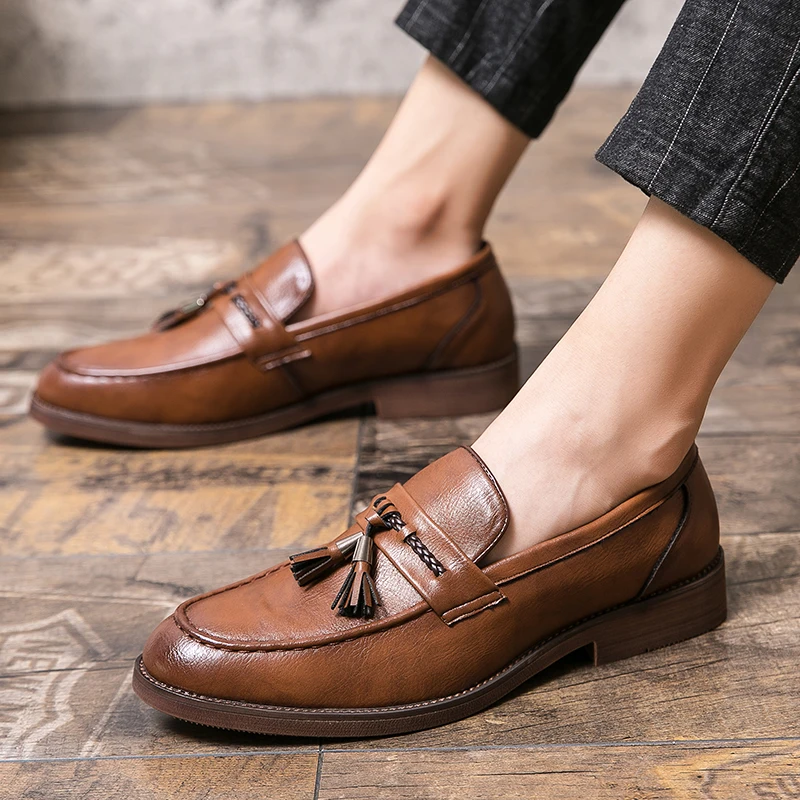 Leren Loafers s třásněmi