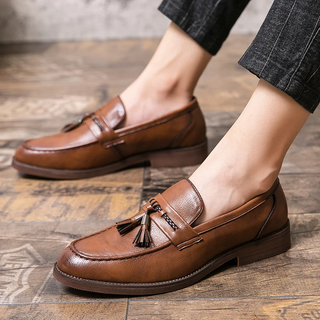 Leren Loafers s třásněmi
