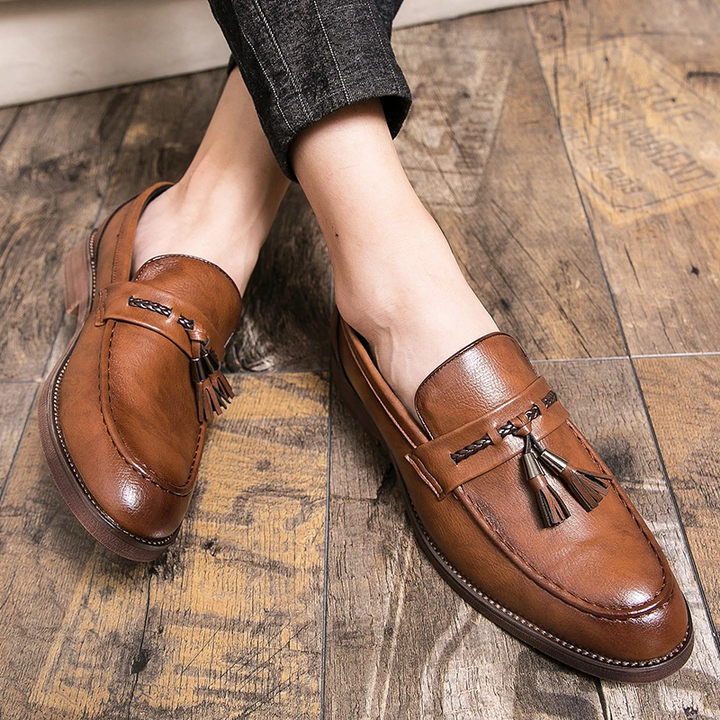 Leren Loafers s třásněmi