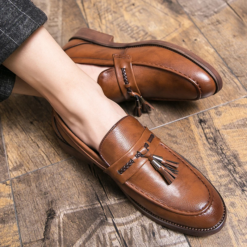 Leren Loafers s třásněmi