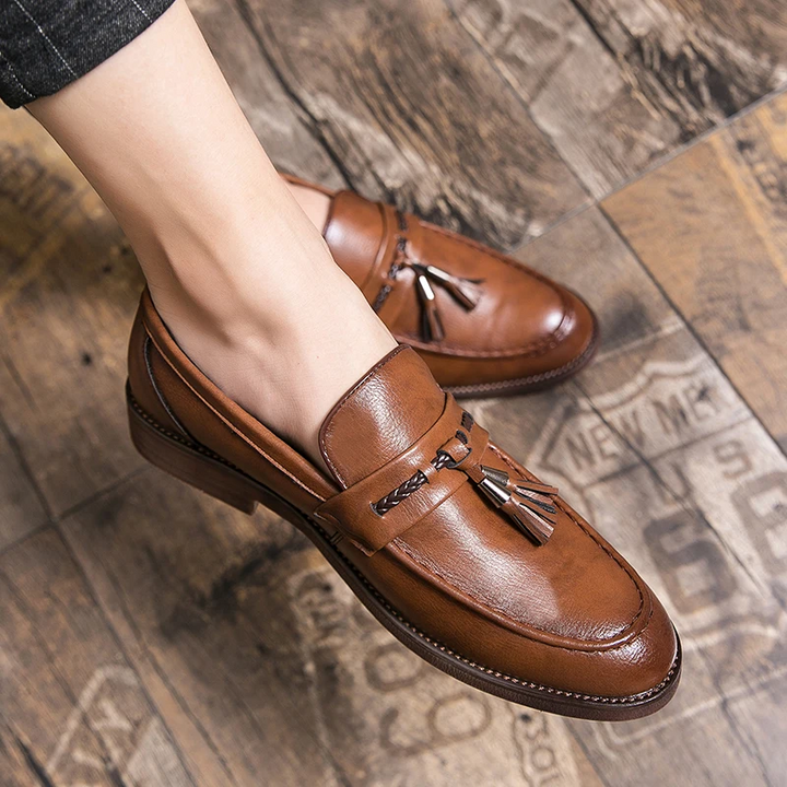 Leren Loafers s třásněmi