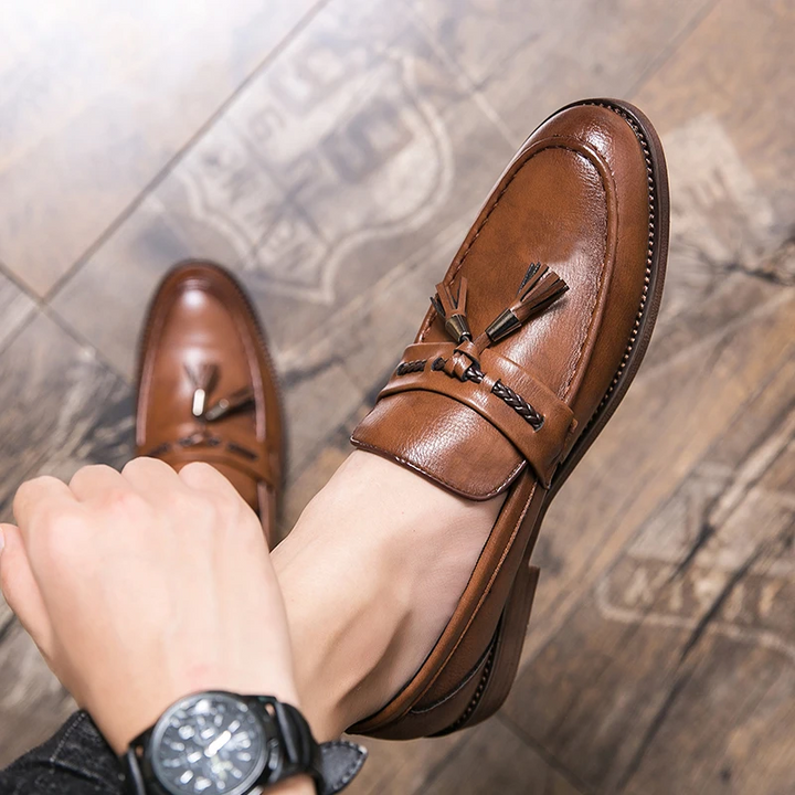 Leren Loafers s třásněmi