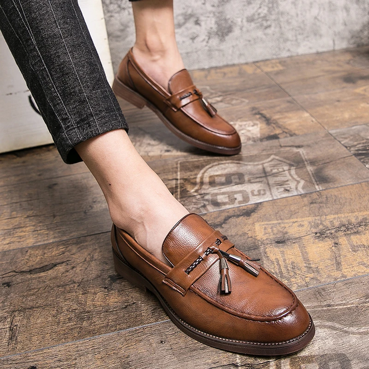 Leren Loafers s třásněmi