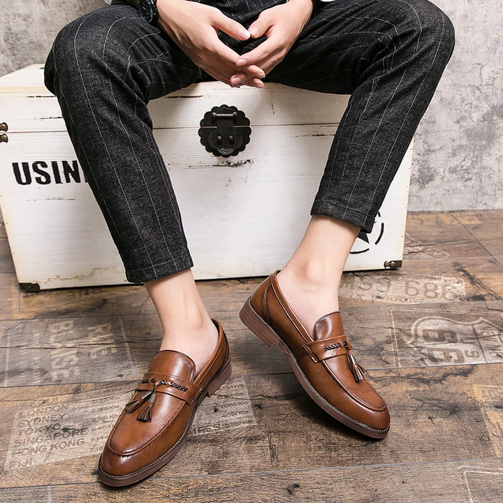 Leren Loafers s třásněmi