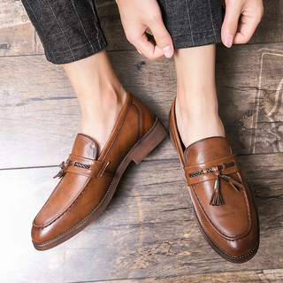 Leren Loafers s třásněmi
