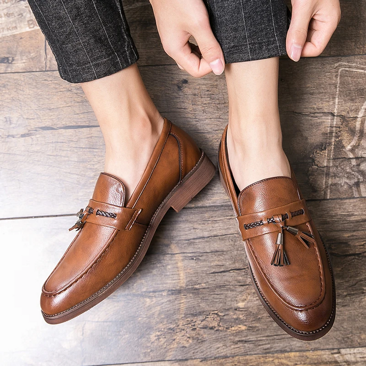 Leren Loafers s třásněmi