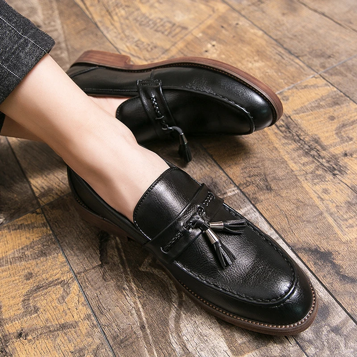 Leren Loafers s třásněmi