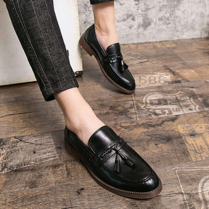 Leren Loafers s třásněmi
