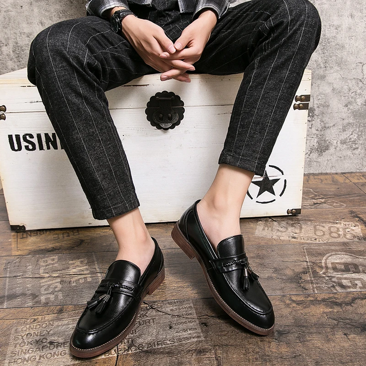 Leren Loafers s třásněmi