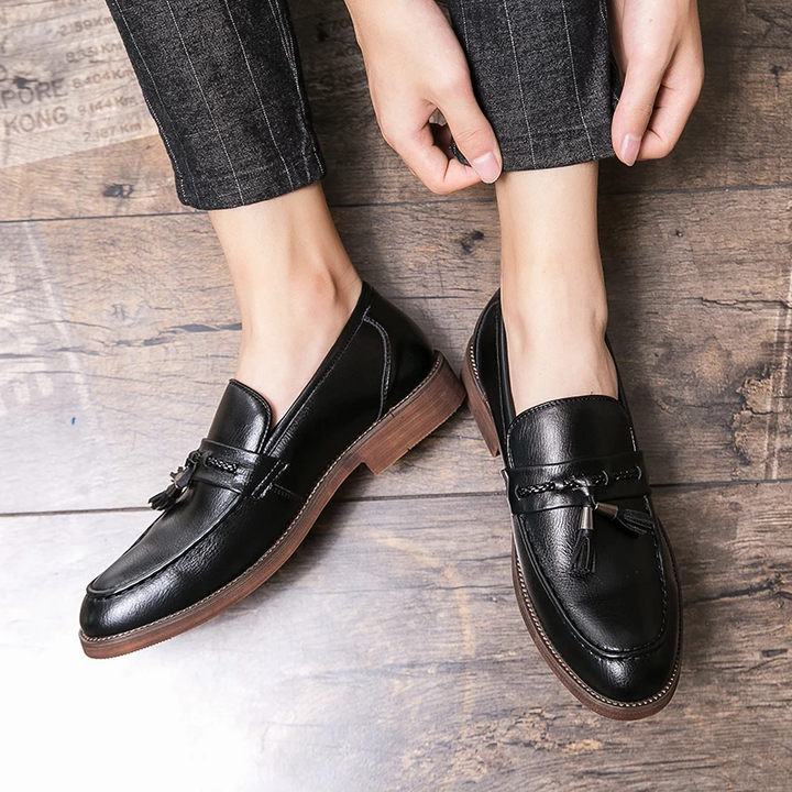 Leren Loafers s třásněmi