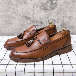 Leren Loafers s třásněmi