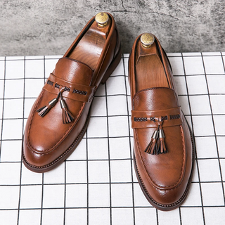 Leren Loafers s třásněmi