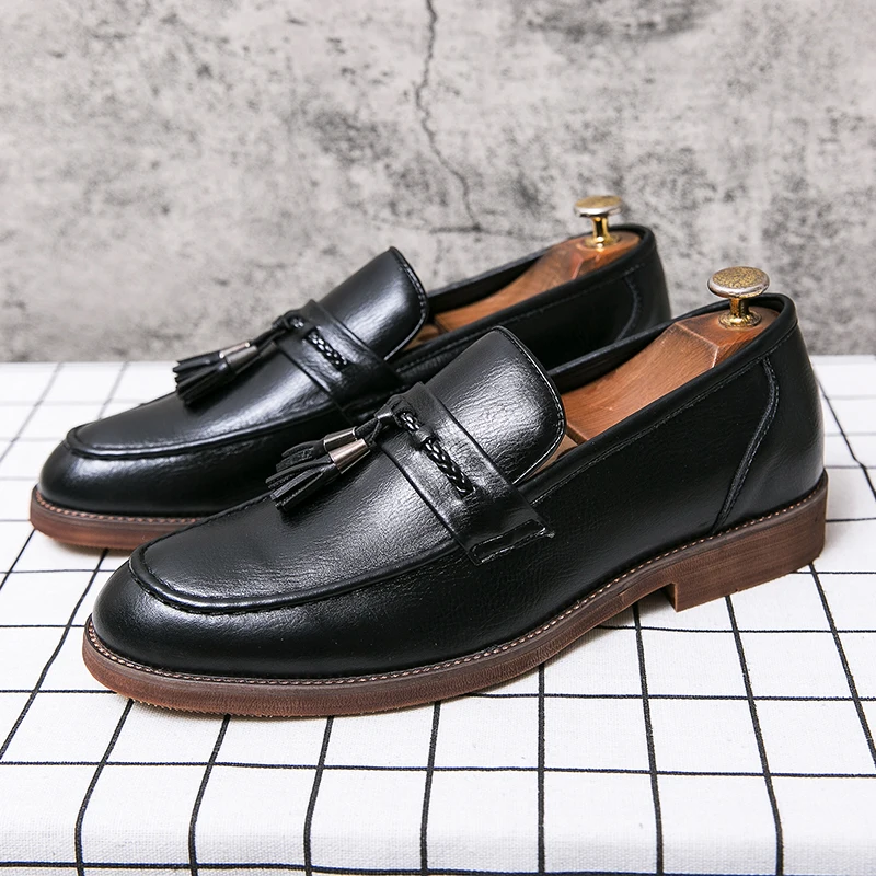 Leren Loafers s třásněmi