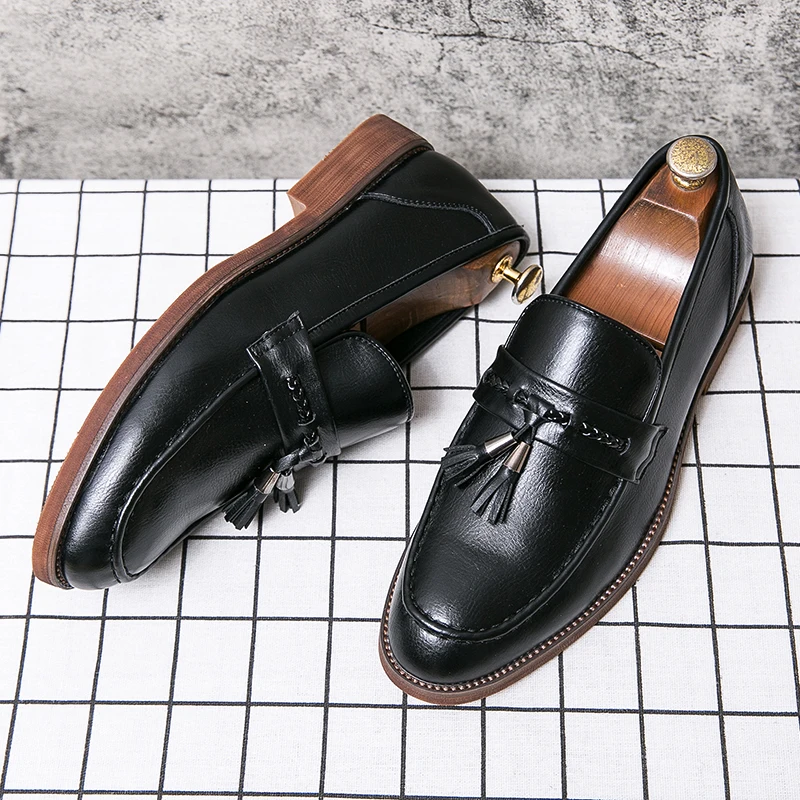 Leren Loafers s třásněmi