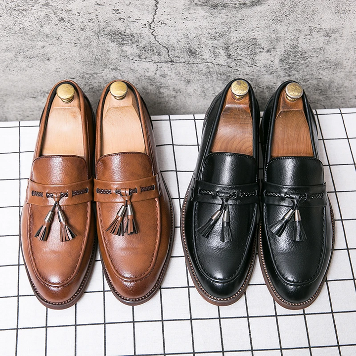 Leren Loafers s třásněmi