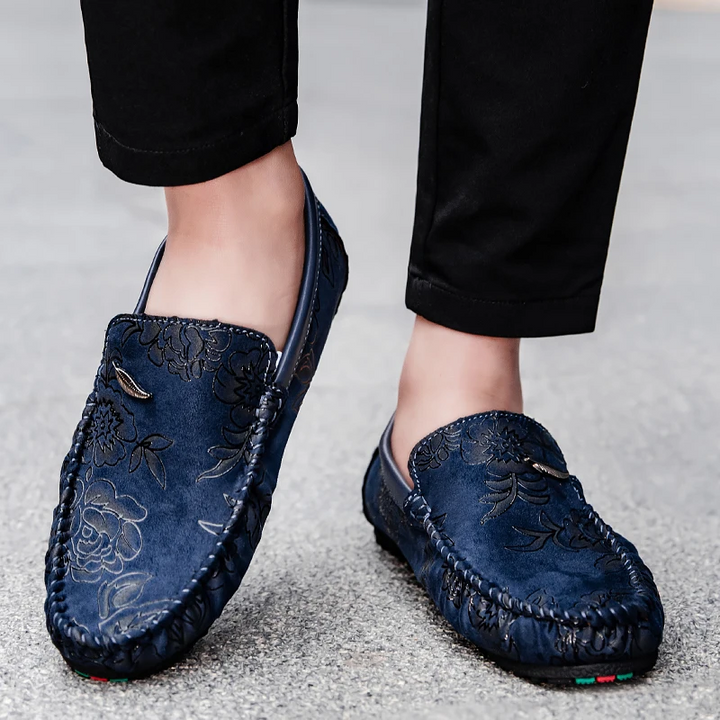Leren Loafers s květinami