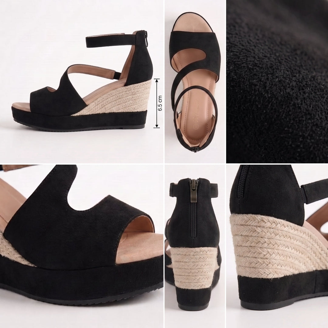 Monica | Esparto klínové sandály na léto s zipem Praha Moda