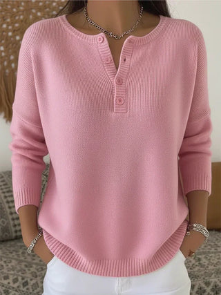 Helena™ | Pletený svetr s knoflíky Henley