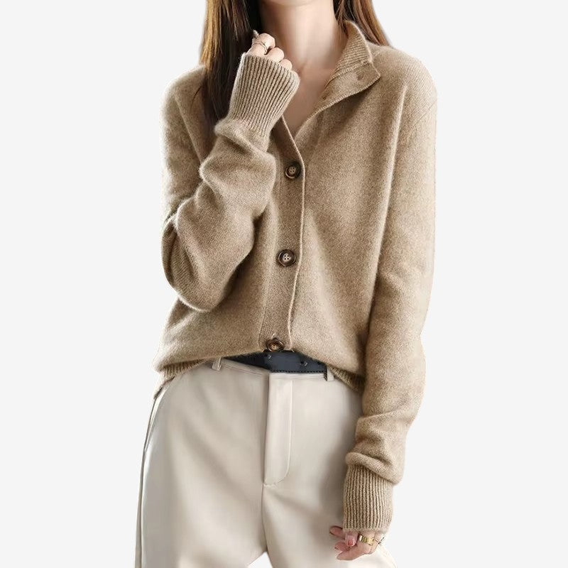 Oversized dámský cardigan s žebrováním a dlouhými rukávy