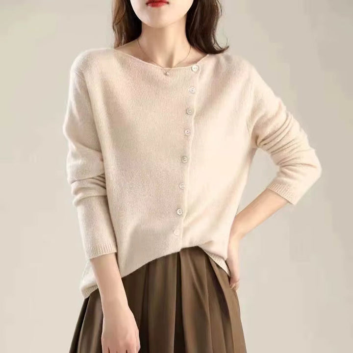 Dámský cardigan s kulatým výstřihem a knoflíky