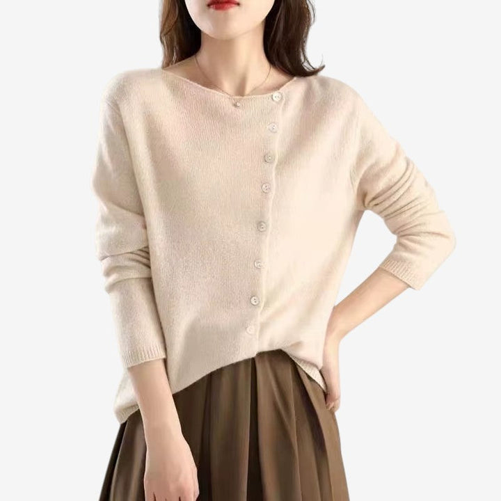 Dámský cardigan s kulatým výstřihem a knoflíky