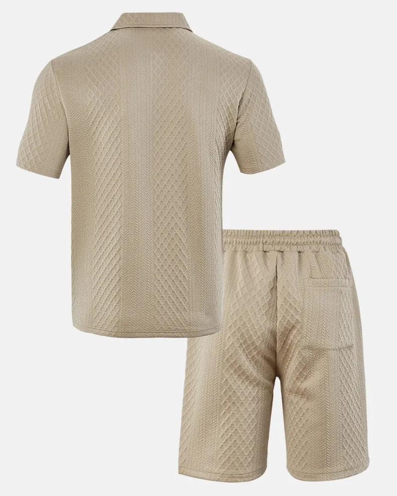 Luca — Kompletní pánská polo a šortky z tkaniny Jacquard