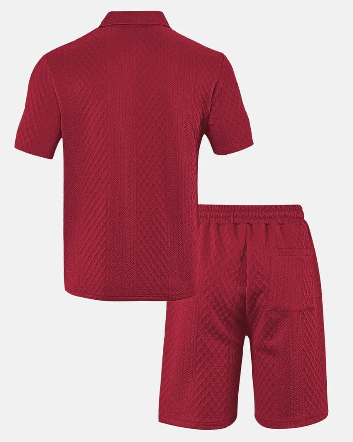 Luca — Kompletní pánská polo a šortky z tkaniny Jacquard