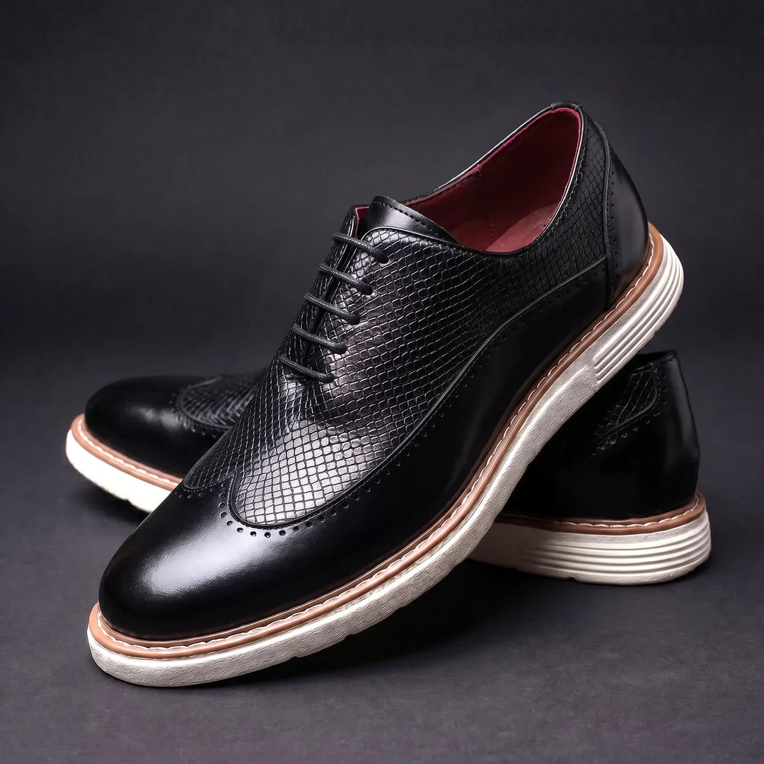 Oxford Brogue z texturované syntetické kůže – Hybridní komfortní podrážka