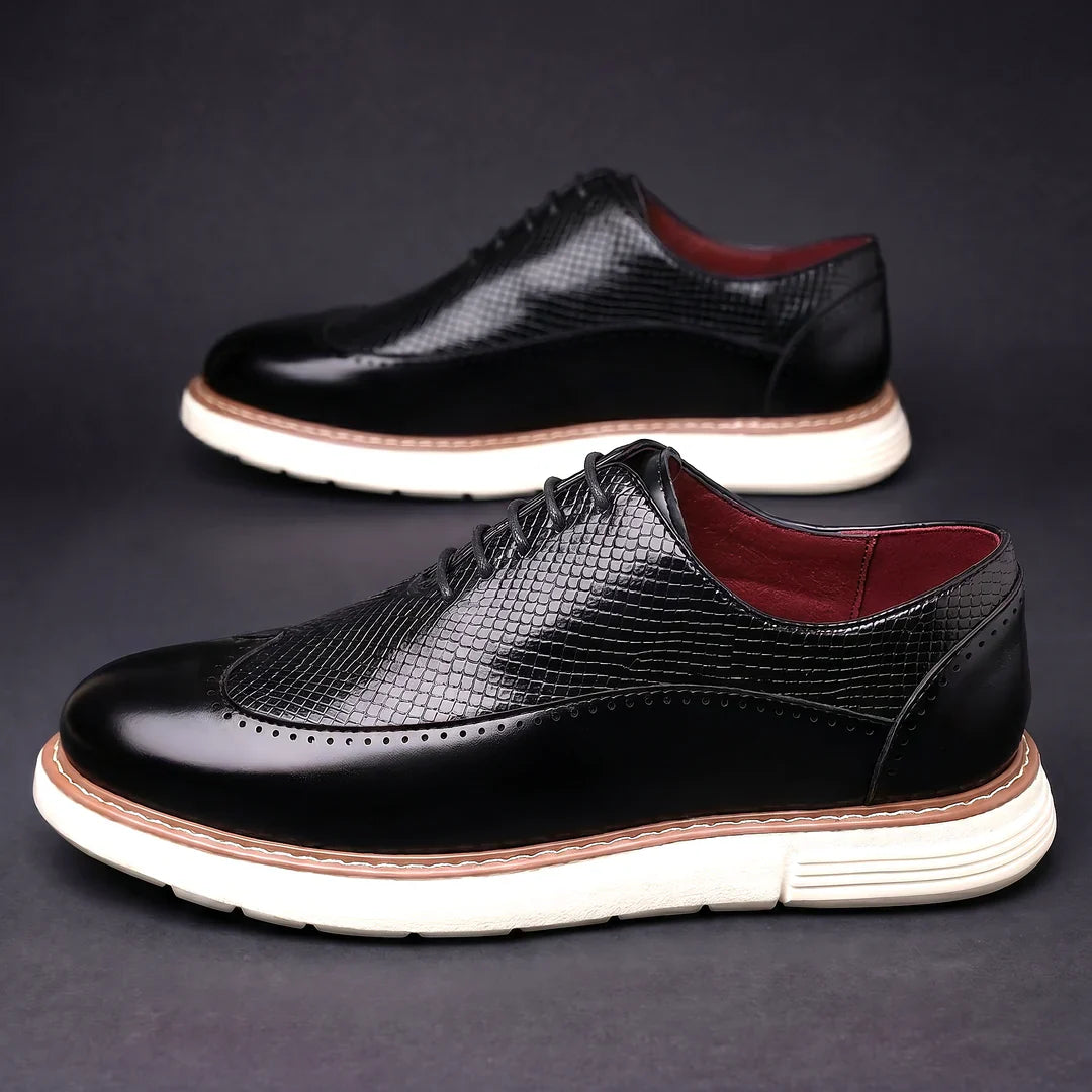 Oxford Brogue z texturované syntetické kůže – Hybridní komfortní podrážka