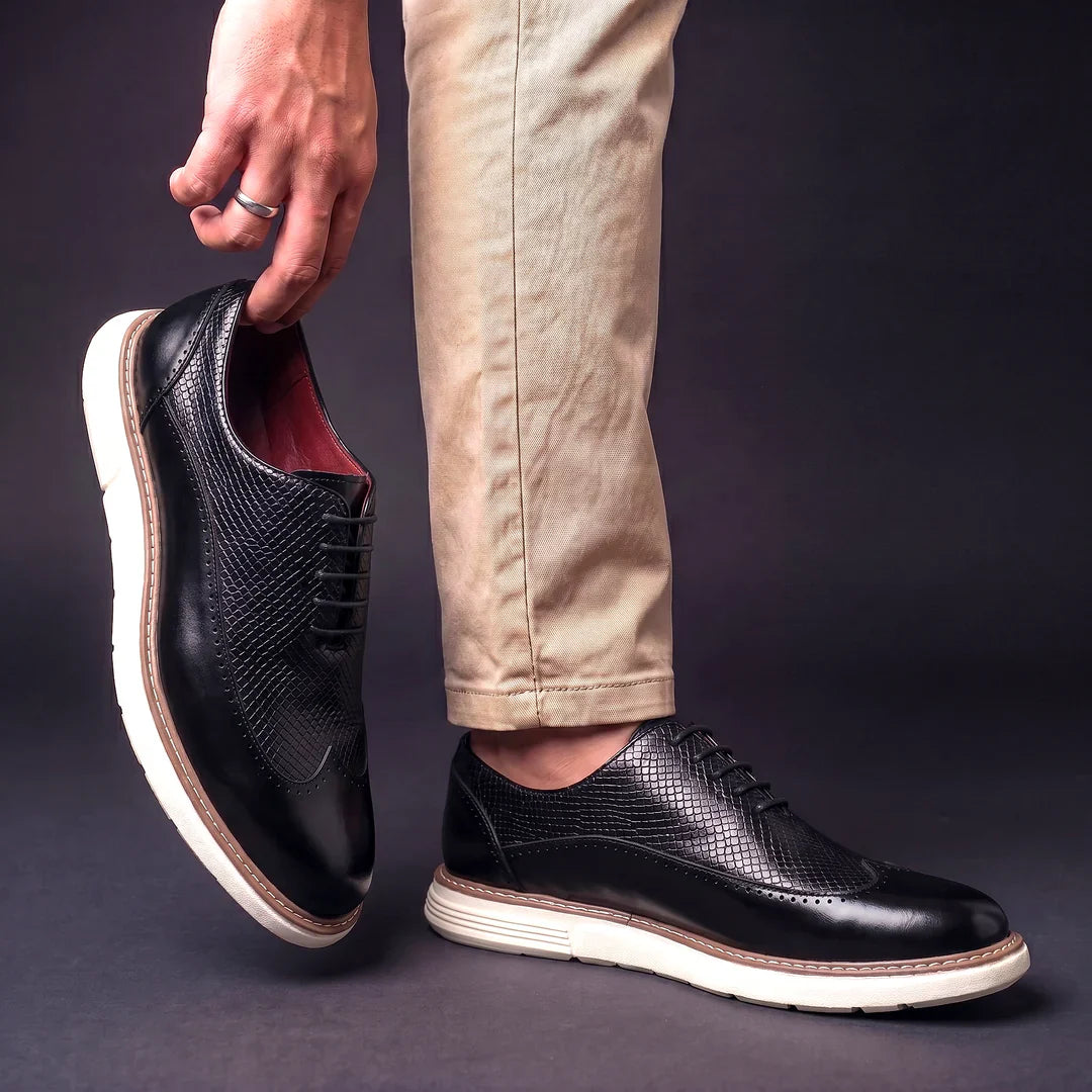 Oxford Brogue z texturované syntetické kůže – Hybridní komfortní podrážka