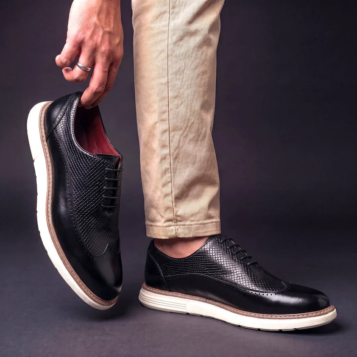 Oxford Brogue z texturované syntetické kůže – Hybridní komfortní podrážka
