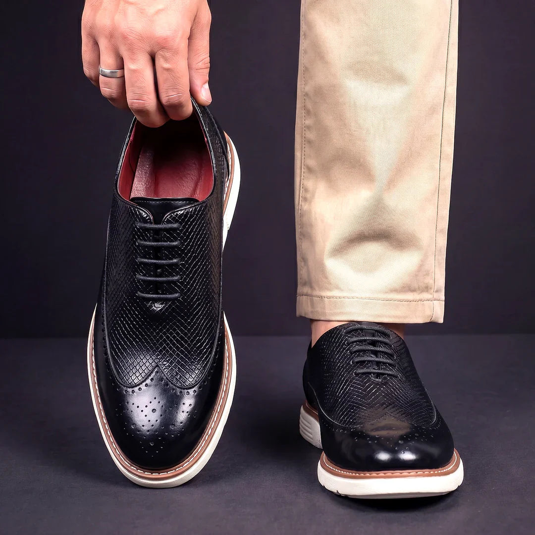 Oxford Brogue z texturované syntetické kůže – Hybridní komfortní podrážka