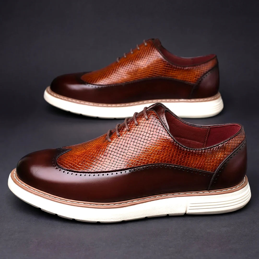 Oxford Brogue z texturované syntetické kůže – Hybridní komfortní podrážka
