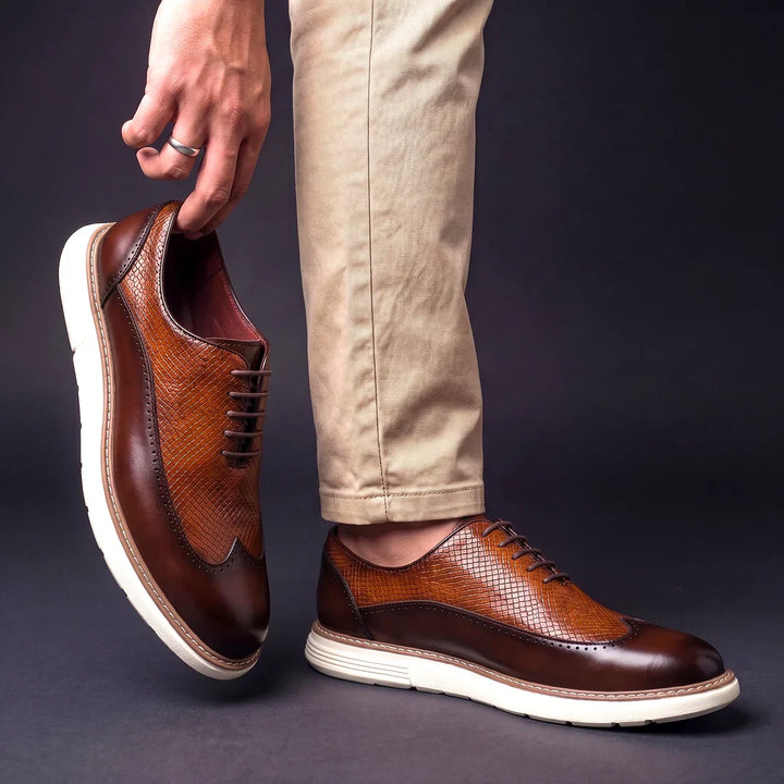 Oxford Brogue z texturované syntetické kůže – Hybridní komfortní podrážka