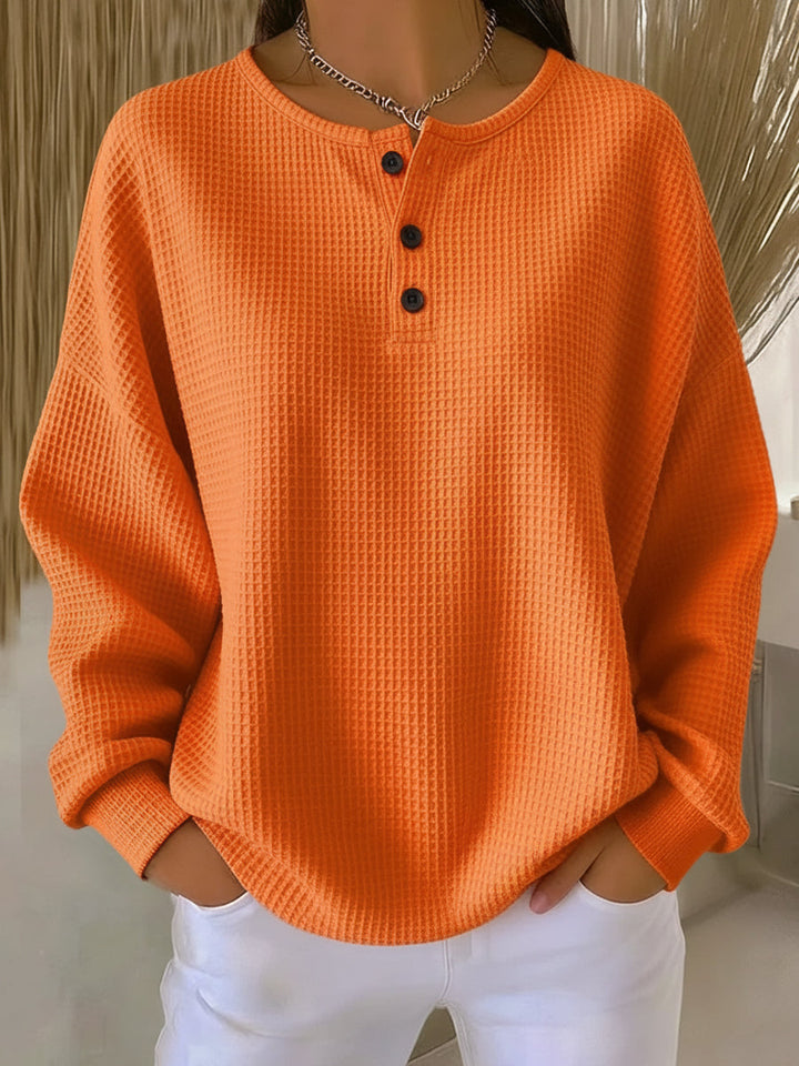 Mirabel™ | Pohodlný waffle henley svetr