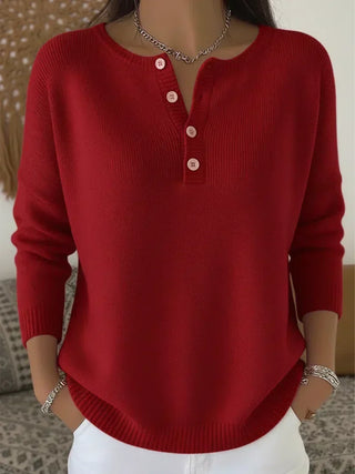 Helena™ | Pletený svetr s knoflíky Henley