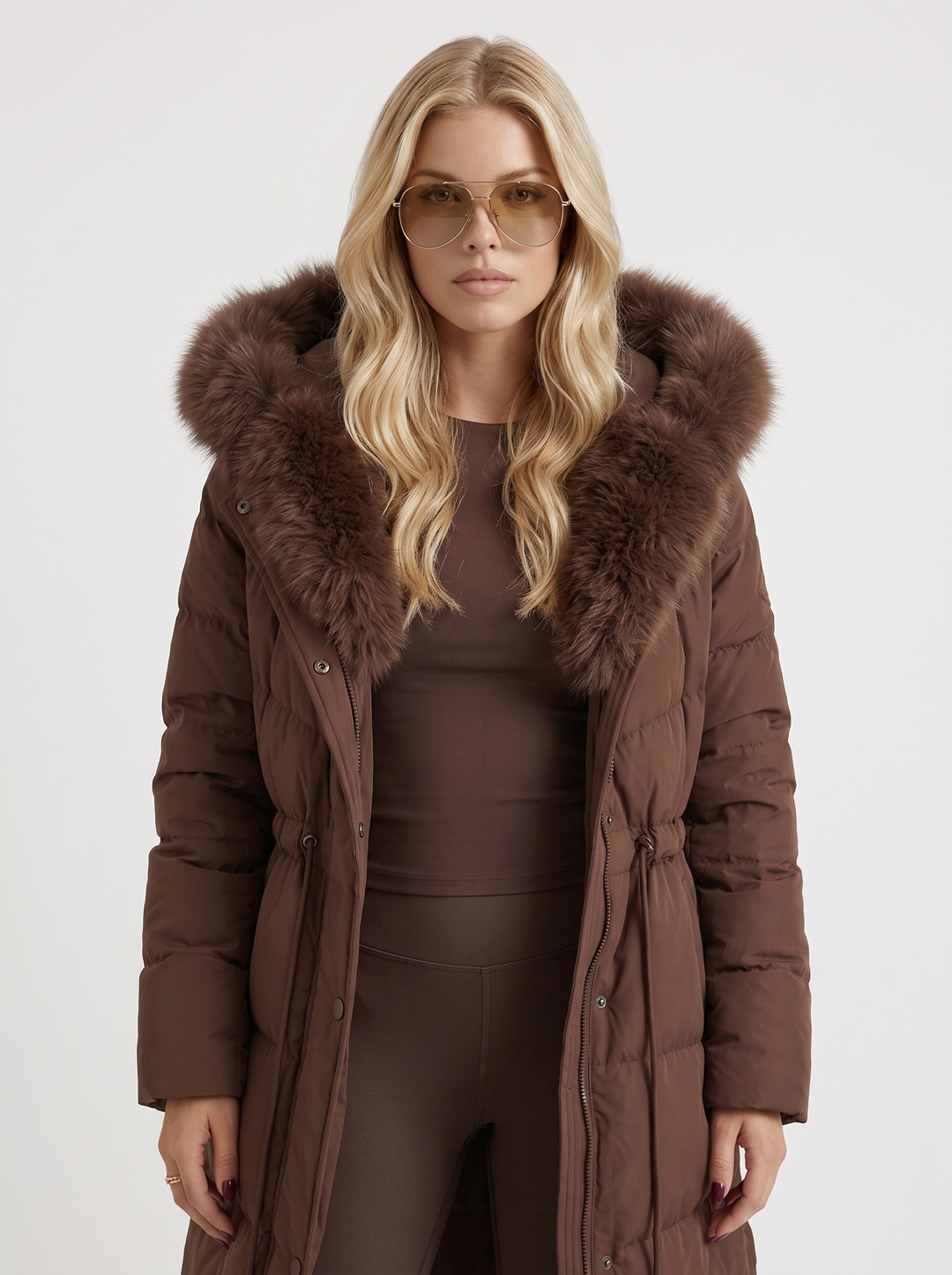 Elise Puffer Coat - Hnědá
