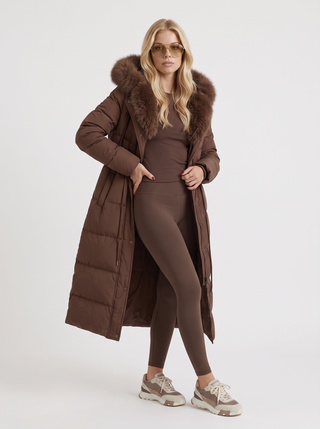Elise Puffer Coat - Hnědá