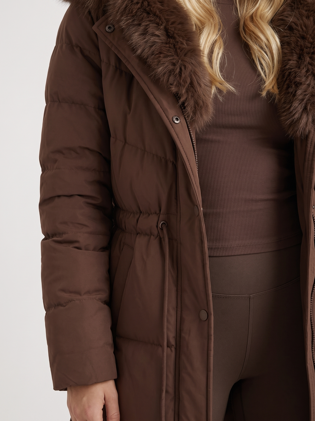 Elise Puffer Coat - Hnědá