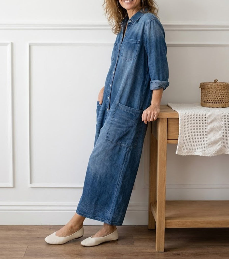 MARCO & BIANCA MILANO | DIANA OVERAL VINTAGE DENIM S KNOFLÍKY PRO ŽENY