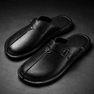 Mule z měkké kůže s přezkou – Řemeslný středomořský styl